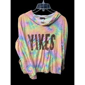 Grumpy & Gorgeous Tie Dye YIKES Sequin Hoodie Women’s Pastel Spiral Ultra Soft